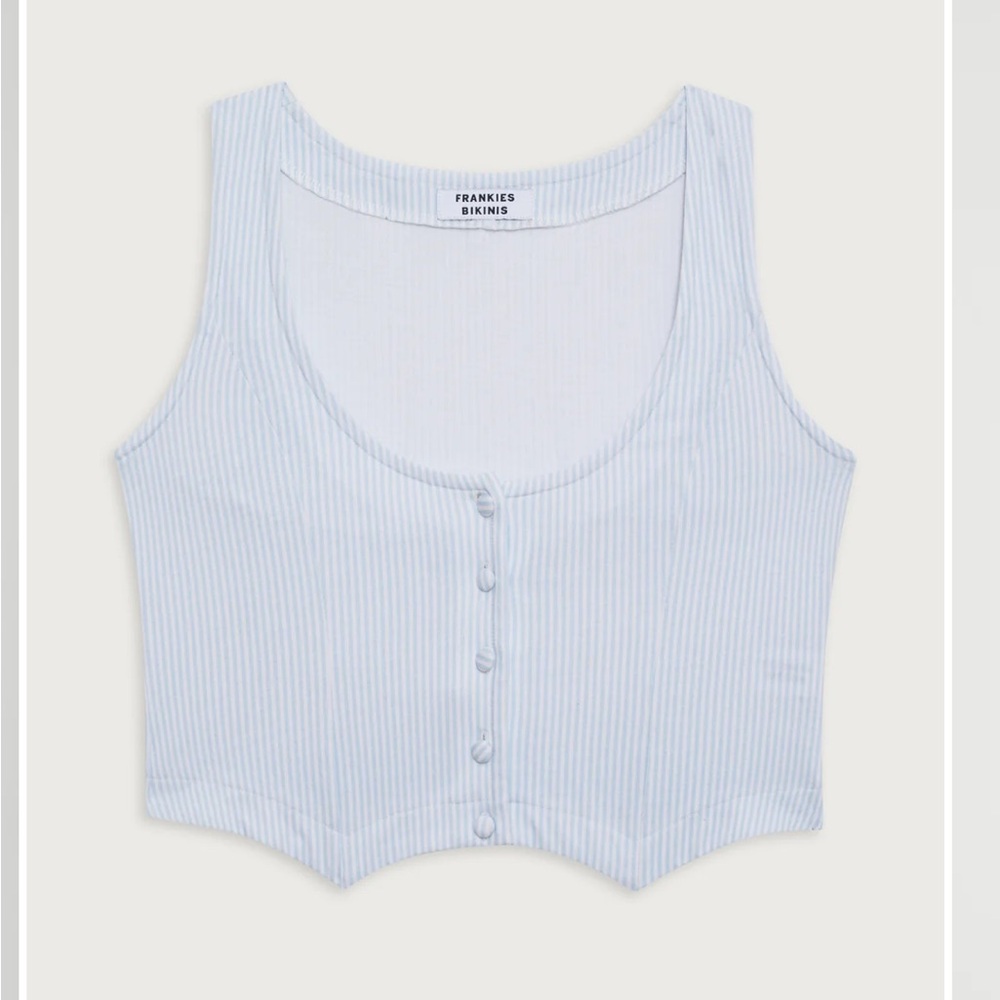 Frankies Bikinis Nantucket Striped Cotton Tank/Vest - Sleepy Stripe